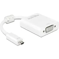 DeLOCK Adapter HDMI Micro-D male > VGA female with Audio - VGA-adapter - 19 pin micro HDMI Type D (han) til HD-15 (VGA), mini-phone stereo 3.5 mm, Micro-USB Type B (kun strøm) (hun) - 17 cm - hvid