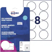 Avery Navneskilt selvklæbende Ø65 mm hvid til inkjetprinter - (20 ark x 8 stk.)