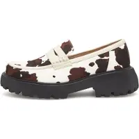 Woden Slipper 'Posey Animal' creme / mørkebrun / hvid