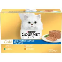 Gourmet 12 + 4 / 36 + 12 gratis! 16 x 85 g / 48 x 85 g Gold vådfoder - Fin Paté: Mix: Kanin, Kylling, Laks, Nyre (36 x 85 g + 12 dåser gratis)