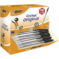 BIC Kuglepen, Cristal, 1 mm, medium, sort, pakke a 100 stk