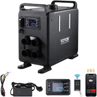 Vevor 5-8KW dieselvarmer, 12V/24V alt-i-en dieselluftvarmer, Bluetooth APP-styring, fjernbetjening og displayskærm, CO-alarm, hurtig opvarmning, vertikal, bærbar dieselvarmer til køretøjer, garage