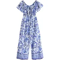 Next Jumpsuit blå / hvid