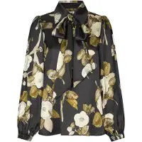 Dea Kudibal Bluse 'Kikkidea' creme / khaki / sort / uldhvid