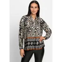 HEINE Bluse lysebrun / sort / hvid