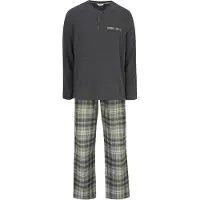 Dagi Pyjamas lang antracit / grøn / hvid