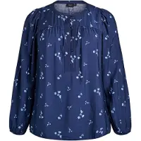 Zizzi Bluse 'MNABILA' navy / azur / hvid