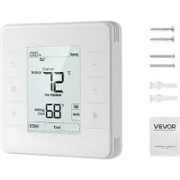 Vevor 7-dages programmerbar termostat, hjemmetermostater til varmepumpe, klimaanlæg, gulvvarme, LED-skærm med baggrundsbelysning og 1 køling + 1 varme, energieffektiv, bredt temperaturområde, hvid