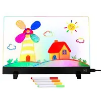 Mtp Products LED-tegnebræt til børn med 7 tuscher og farverige lyseffekter - 26x35cm