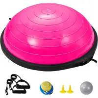 Vevor Half Exercise Ball Trainer, 26 tommer Balance Ball Trainer, 1500lbs Kapacitet Stabilitetsbold, Yogabold med Modstandsbånd og Fodpumpe, Styrkefitnessbold til Hjemmegymnastiksal Fuld Kropstræning,