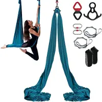 Vevor Aerial Silk &amp; Yoga Gynge, 8,7 Yards, Aerial Yoga Hængekøje Sæt med 100gsm Nylonstof, Fuld Rigging Hardware &amp; Nem Opsætningsvejledning, Antigravity Flying til Alle Niveauer Fitness Bodybu