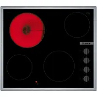 Bosch Serie | 2 PKE645CA2E - Keramisk kogeplade - 4 plader - Niche - bredde: 56 cm - dybde: 49 cm - med rustfri stålbeklædning - sort/rustfri stål