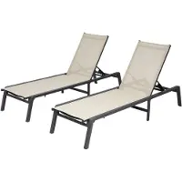 Vevor udendørs chaiselongstol sæt med 2, 181 kg vægtkapacitet, foldbar solstol, 5 justerbare positioner, nem montering, aluminium poollænestole, til strandhave terrasse