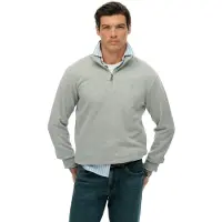 Superdry Superdrytil mænd. M2014342A Sweatshirt med halv lynlås RIB Half grå (M), Casual, Bomuld