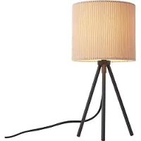 QAZQA Moderne Tripod bordlampe taupe med fløjlsskærm - Luz