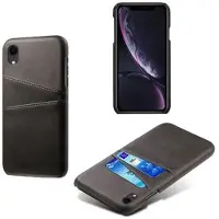 Mtp Products iPhone XR KSQ Belagt Plastikcover med Kortlommer - Sort