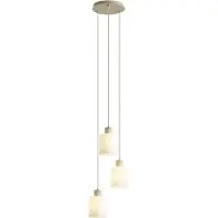 QAZQA Skandinavisk pendellampe beige med hvidt glas rund 3-lys - Wisp