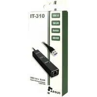 Inter-Tech Argus IT-310 - Hub - 3 x SuperSpeed USB 3.0 + 1 x 10/100/1000 - desktop