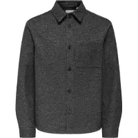 Only & Sons Skjorte 'Micah Twill Overshirt FRML -- Men's Overshirt Shirt Medium Gray Melange Man ONLY &amp; SONS' grå