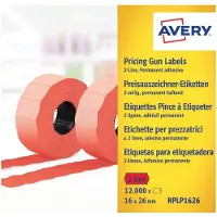 Avery Prisetiket RPLP1626 rød 26x16 mm permanent klæbende - (12.000 etiketter)