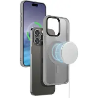 Crong Hybrid Frost MAG Cover - iPhone 15 Pro Max MagSafe-cover (grå)