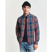 Gant Ganttil mænd. 3250012 Indigo ternet skjorte Regular Fit blå (L), Casual, Bomuld, Lange ærmer