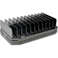 Tripp Lite 10-Port USB Charging Station with Adjustable Storage 12V 8A (96W) USB Charger Output Schuko Power Cord power adapter - 10 x 4 pin USB Type A - 96 Watt