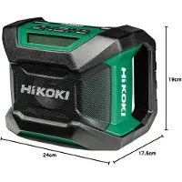 HiKOKI Byggepladsradio UR18DA DAB+, FM stødsikker, støvtæt, stænkvandsbeskyttet Sort, Grøn
