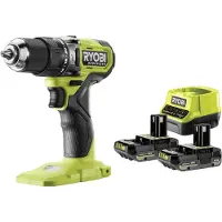 Ryobi Boremaskine-skruepistol med slag Brushless 18V ONE+ - batteri 2Ah + oplader - transporttaske inkluderet - RPD18BL1-2C20S