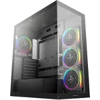 DeepCool CG580 4F V2 - Tower - ATX - sidepanel med vindue (hærdet glas) - ingen strømforsyning (ATX / PS/2) - sort - USB/Lyd