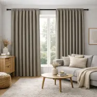 Nordstrand Langt mørklægningsgardin - 1 stk. færdigsyet gardin 140x245 cm - Beige - blackout gardinlængder med rynkebånd