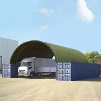 TOOLPORT 10x12m, containertelt, PRIMEtex-PVC-teltdug, mørkegrøn, med statikpakke