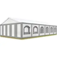 TOOLPORT 6x12m, Partytelt, PE-teltdug, grå-hvid