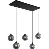 QAZQA Art Deco Pendellampe Sort med Røgglas 5-Lys - Wallace
