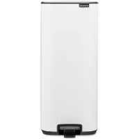 Brabantia Bo Pedal Bin, 30 L, Rektangulær, Stål, Hvid, Pedal, Stål