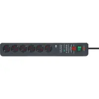 Brennenstuhl ÜSS Secure-Tec Acoustic, 6-vejs, antracit, 3m