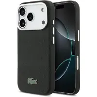 Lacoste iPhone 17 Pro Max Iconic Petit Pique Metal Logo Cover - MagSafe-kompatibelt - Sort