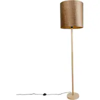 QAZQA Gulvlampe i træ med fløjlsskærm krokodilledesign 40 cm - Mels