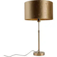 QAZQA Bordlampe bronze med bronzefarvet velourskærm 35 cm - Parte
