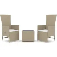 vidaXL loungesæt til haven 3 dele polyrattan og stål beige