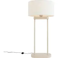 QAZQA Gulvlampe beige med oval hvid linnedskærm 35 cm - Thijmen
