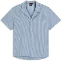 BOSS BOSStil mænd. 50540037 Skjorte Regular Fit Sirsaca blå (L), Casual, Elastin, Korte ærmer