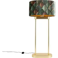 QAZQA Messing gulvlampe med blade design oval skærm og guld interiør 35cm - Thijmen