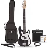 Gear4Music 3/4 LA Basguitar + 15 W Forstærkerpakke Sort