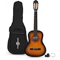 Gear4Music 3/4 Klassisk Guitar Pakke Sunburst fra
