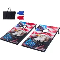 Vevor Cornhole-sæt, 3x2 fod Cornhole-spilbræt, MDF-træ, bærbart kastebræt, indendørs og udendørs Cornhole-leg for voksne, inklusive 8 sækkestole og bæretaske, til haven, baghaven, stranden, camping
