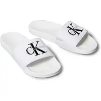 Calvin Klein Pantoletter 'ESS' sort / sølv / hvid