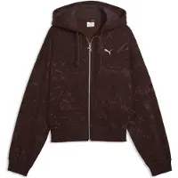 Puma Street Glam Oversized Full-Zip Hoodie Women, Clothing, Chocolate Brown, M