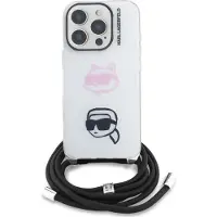 Karl Lagerfeld IML Crossbody Karl&Choupette Head Case til iPhone 16 Pro Max - Hvid