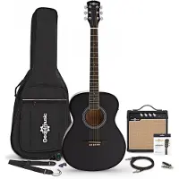 Gear4Music Student Elektro-akustisk Guitar + 15 W Forstærkerpakke Sort